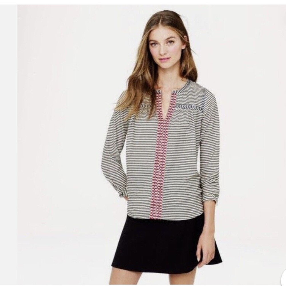 J. Crew Embroidered Pheasant Top